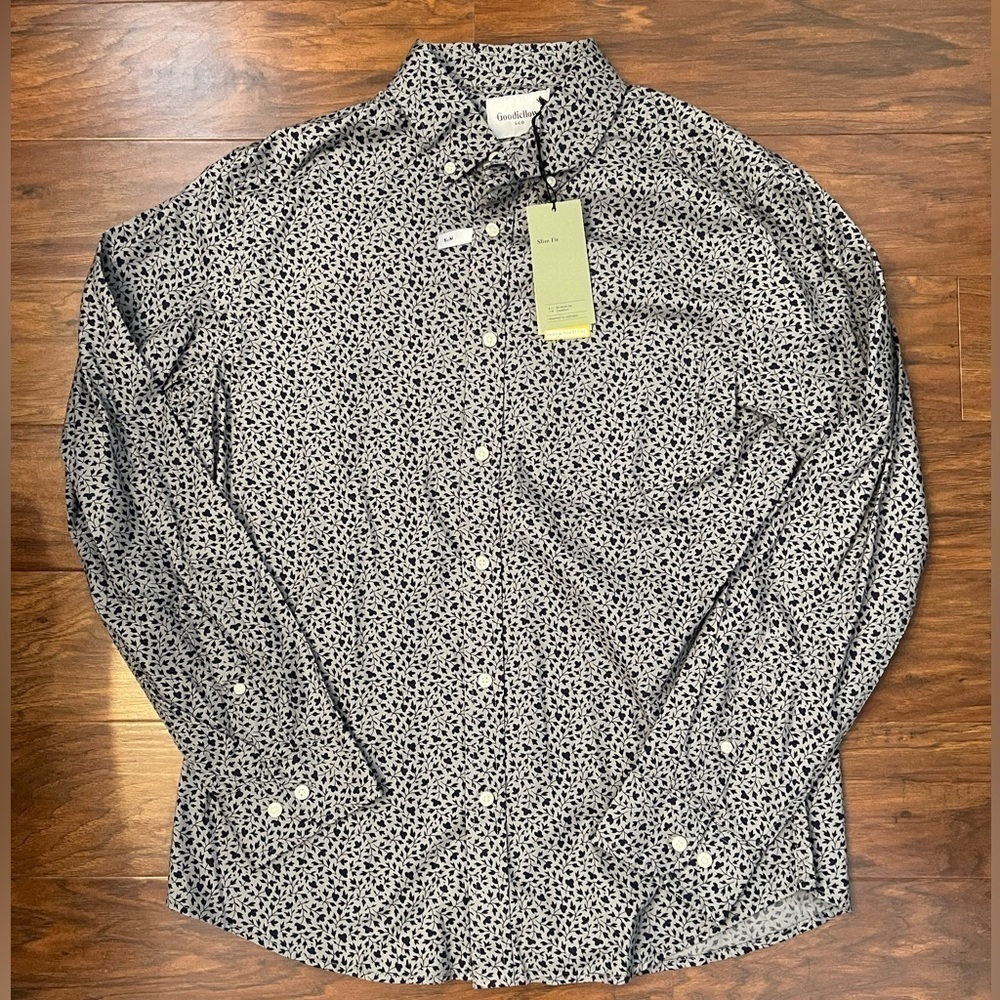 NWT Goodfellow Men’s Slim Fit Button Down Shirt Size L